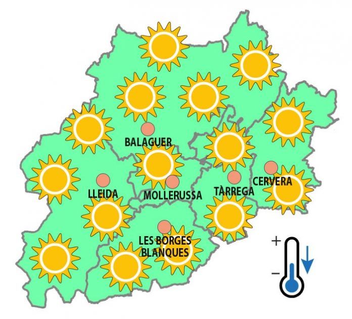 Ponent dissabte 23 temperatures